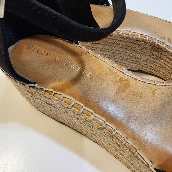 Kelly and Katie Faydrela black Wedges Espadrille Sandals Size 9M - Picture 2 of 11